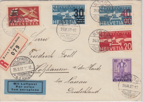 Schweiz - 40/90 Rp. Flugpostausgabe Überdruck ua. Luftpost