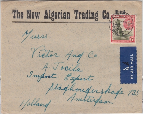 Malta - 6 P. Freimarke Luftpost Firmenbrief n. HOLLAND 1947