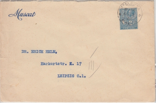 Malta - 2 1/2 P Georg V. Firmenbrief Valletta - Leipzig 1928