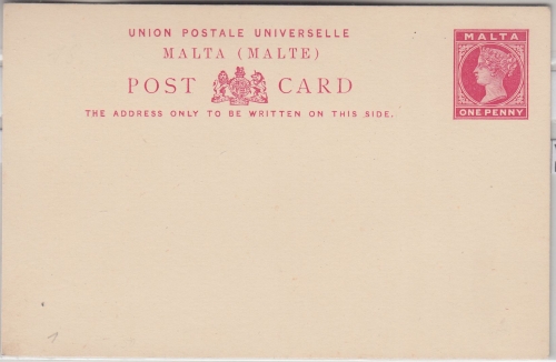 Malta - 1 P. Victoria Ganzsache Ausgabe 1884 weißer Karton - ungebraucht