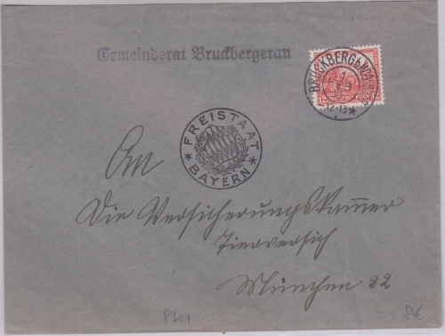 DR - Bruckberg b. Moosburg 1. FEB 33 bayer. K2 Brief n. München