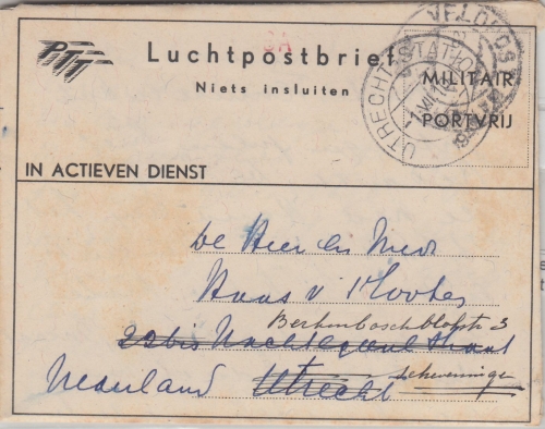 Niederl. Indien - Luftfeldpostbrief 1948 n. Utrecht, Weiterleitung Scheveningen