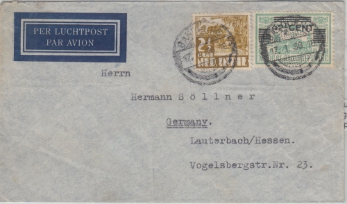 Niederl. Indien - 42 1/2 C. Flugpost/Überdruck u.a. Luftpostbrief Bandoeng 1936