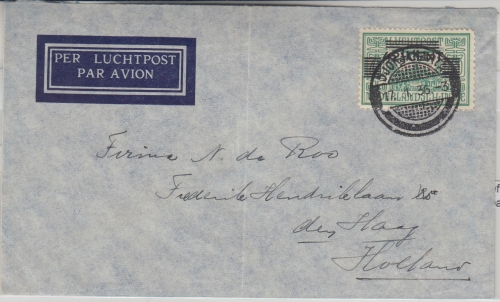 Niederl. Indien - 42 1/2 C. Flugpost/Überdruck Luftpostbrief Soerabaja 1936