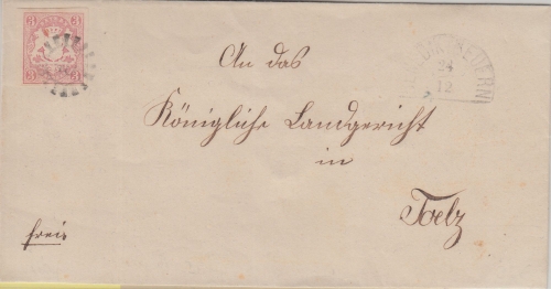 Bayern - gMR 40 HKS Benediktbeuern 24/12 3 Kr. Wappen/geschn. Brief n. Tölz