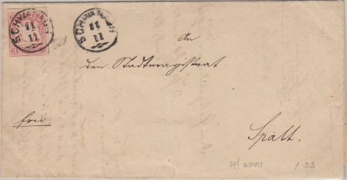 Bayern - Schwabach 11/11 22mm- Zier-K1 3 Kr. Wappen/geschn. Brief n. Spalt 1870