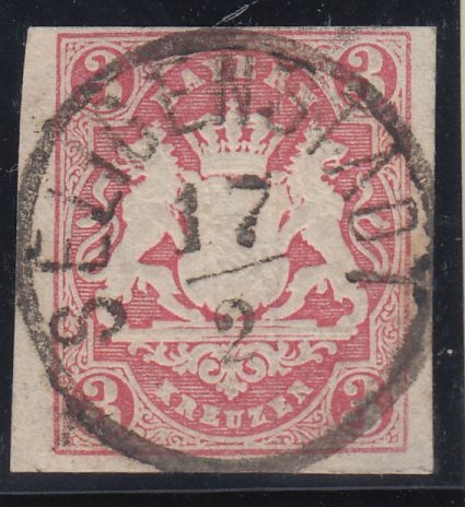 Bayern - Seligenstadt 17/2 22mm-Zier-K1 3 Kr. Wappen/geschn.