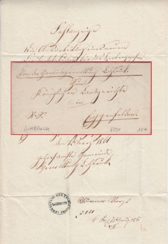 Bayern - Lohbruck 1861 Dienstbrief d. Gemeindeverwaltung n. Eggenfelden