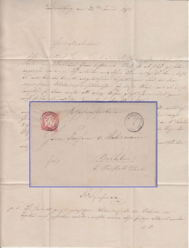 Bayern - Bischofsheim 22/1 Zier-K1 3 Kr. Wappen Brief Bauersberg - Unsleben 1871