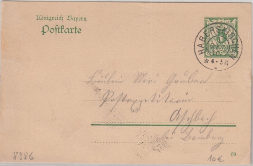 Bayern - Haberskirchen 1. OKT 10 K2 5 Pfg. Ganzsache n. Aschbach