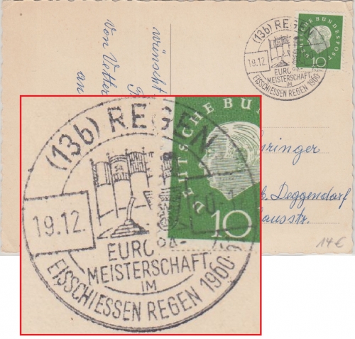 BRD - Regen EM Eisschiessen 1960 SST Karte n. Metten