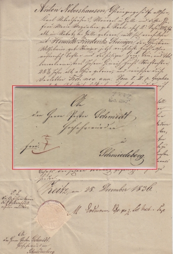 Preussen - Zeiz (Zeitz) 1836 Francobrief n. Schmiedeberg - mit Inhalt -