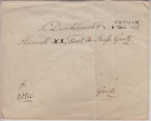 Thurn&Taxis - Weimar 6. MAI 1840 L2 Fürstenbrief n. Greitz