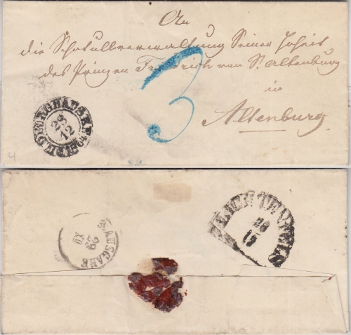 Thurn&Taxis/Bayern/Sachsen - Hildburghausen 28/12 Portobrief n. Altenburg 1864