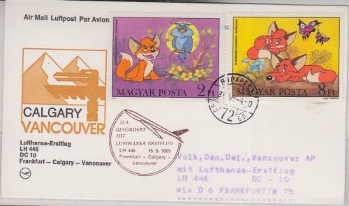 Ungarn - LH-Erstflug FFM Vancouver DC10 Zuleitungspost 15.5.1983