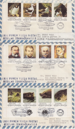 Argentinien - Arktisforschung 3 LH-Sonderflugbriefe 50 J. Südamerikadienst 1984