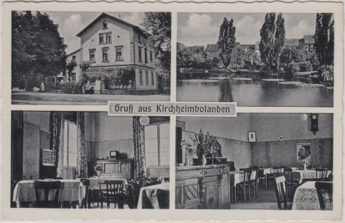 Rheinl.-Pfalz - Kirchheimboldanden Bahnhof-Hotel sw. Mehrbild-AK 1942