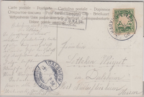 Bayern - Bubenheim T. Harxheim Posthilfstelle Ra3 (schwarz) Karte 1906