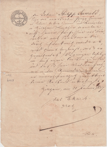 Bayern - Göllheim 1837 7 Kr. Dimensions-Stempel Bescheinigung