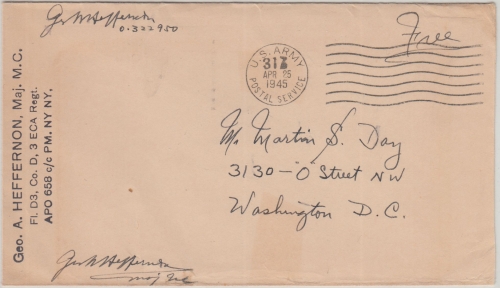 USA - US Army FPO 317 (Frankenthal) Feldpostbrief n. Washington 25. APR 45