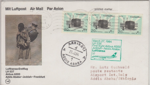 Saudi-Arabien - LH-Erstflug Jeddah Addis Ababa Airbus A300 27.3.1984