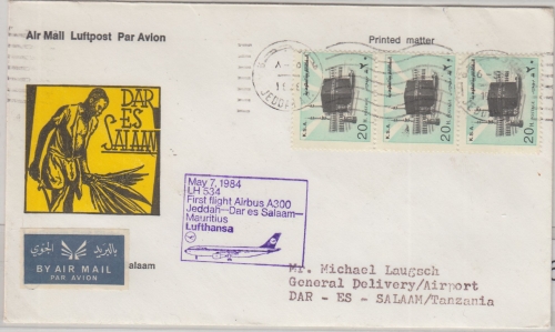 Saudi-Arabien - LH-Erstflug Jeddah Daressalam Airbus A300 7.5.1984