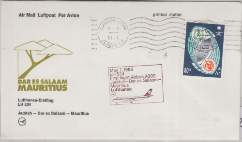 Saudi-Arabien - LH-Erstflug Jeddah Mauritius Airbus A300 7.5.1984