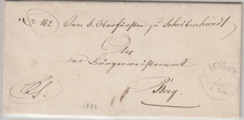 Bayern - Berg i.d.Pf 9. NOV K1 Dienstbrief Scheibenhardt - Berg 1873
