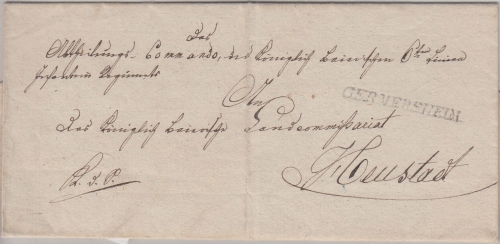 Bayern - Germersheim L1 Militariabrief "KDS" n. Neustadt ca. 1825