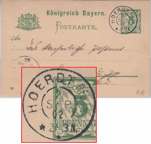 Bayern - Hoerdt Pfalz 2. SEP 02 K2 klar 5 Pfg. Ganzsache n. Dannstadt