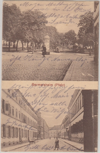 Bayern/Pfalz - Germersheim Straßen-/Platzansicht sw-Mehrbild-AK gelaufen 1915