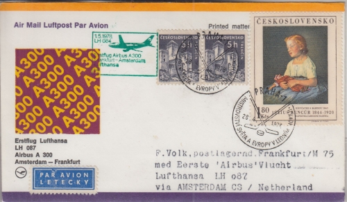 CSSR - LH-Erstflug Amsterdam FFM Airbus A300 Zuleitung 1.5.78 SST Prag Eishockey