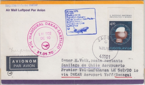 Jugoslawien - LH-Erstflug Dakar Santiago de Chile DC10 Zuleitung 20.5.1978