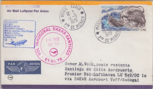 Monaco - LH-Erstflug Dakar Santiago de Chile DC10 Zuleitung 21.5.1978