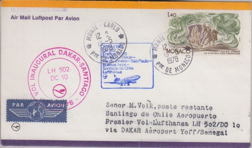 Monaco - LH-Erstflug Dakar Santiago de Chile DC10 Zuleitung 21.5.1978