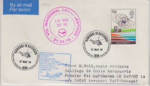 England - LH-Erstflug Dakar Santiago de Chile Zuleitung/Helikopter 20.5.1978