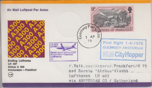 Guernsey - LH-Erstflug Amsterdam FFM Zuleitung/City Hopper 1st flight 20.5.1978