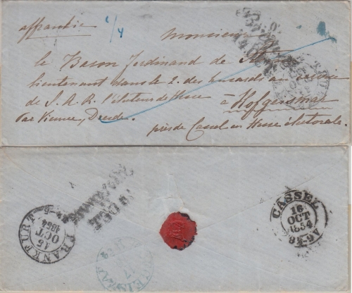 Österreich/Thurn&Taxis - Bregenz 14. DEC 1854 L2 Portofreier Brief n. Hofgeismar