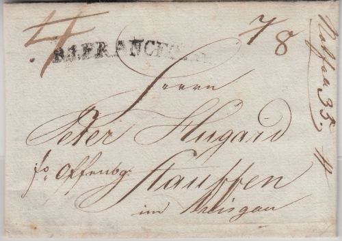 Thurn&Taxis - R1 Francfort Brief "fco. Offenburg" n. Stauffen im Breisgau 1804