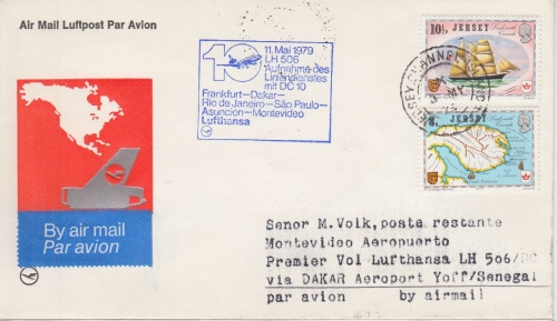 Jersey - LH-Erstflug Dakar Montevideo DC10 Zuleitung 1st flight 11.5.1979