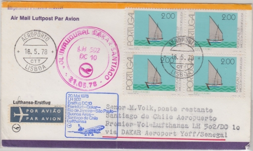 Portugal - LH-Erstflug Dakar Santiago de Chile DC10 Zuleitung 21.5.1978
