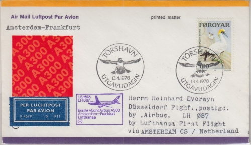 Färöer - LH-Erstflug Amsterdam Düsseldorf Airbus A300 Zuleitung 1.5.1978