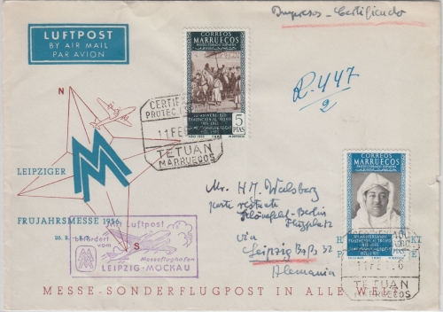 Span. Marokko - Leipziger Frühjahrsmesse Sonderflug Leipzig - Berlin 1956