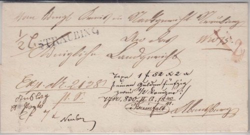 Bayern - Straubing L1 Fahrpostbrief/Geldsendung n. Abensberg 1840