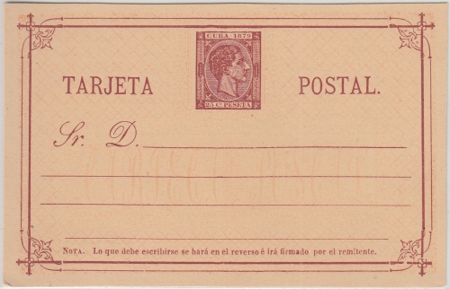 Cuba - 25 Cs. de Peseta Alfons XIII. Ganzsachenkarte ungebraucht 1879