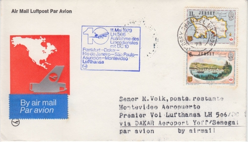 Jersey - Lufthansa Erstflug Dakar Montevideo 11.5.1979 Zuleitungspost !!