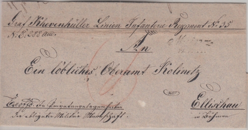 Thurn&Taxis/Österreich - Mainz 12. MAI L2 Militariabrief n. BÖHMEN 1842