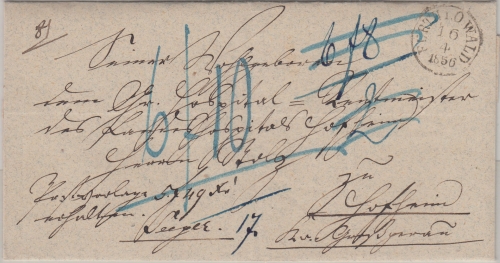 Thurn&Taxis - Furth i. Owald 16.4.1856 K1 Postvorschußbrief n. Hofheim