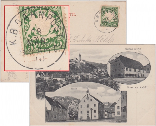 Bayern - Kastl Gsthaus z. Post Rathaus etc. sw-Mehrbild-AK gelaufen 1910