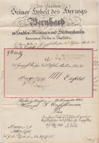 Thurn&Taxis - Hildburghausen 15. NOV 1845 L2 Dienstbrief n. Eisfeld